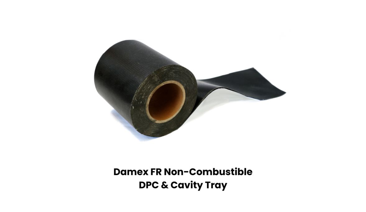 Roll of damp proof course material, black with a smooth texture.